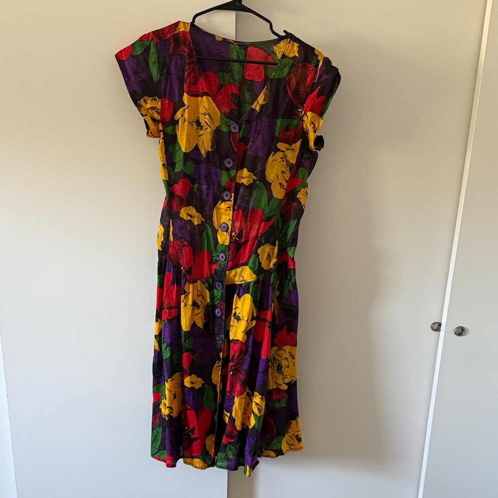 Floral Multicolor Button-Down Dress